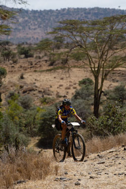A cyclist battles with hills. Photo: AAP