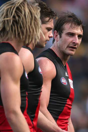 Bombers' skipper Jobe Watson's frustration was apparent on Saturday. Photo: Getty