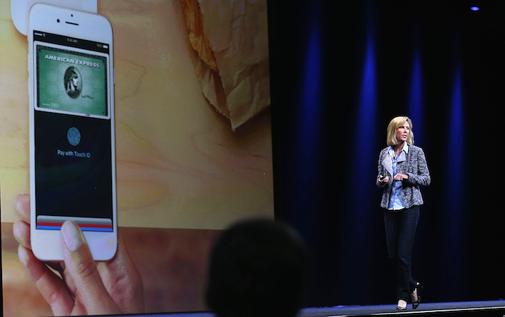 Apple Vice President of Worldwide Online Stores, Jennifer Bailey, speaks about Apple Pay. Photo: Getty