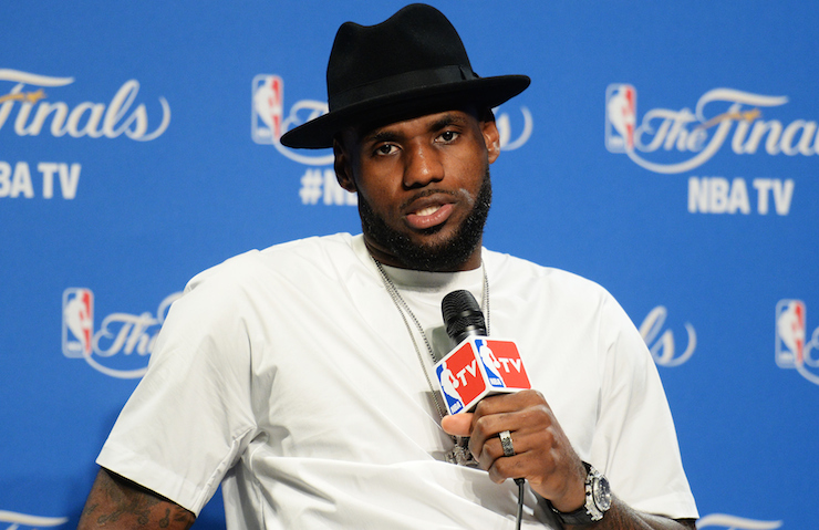 James wasn't wearing his Apple Watch during the post-match conference on Thursday, but he did wear a trendy hat. Photo: Getty
