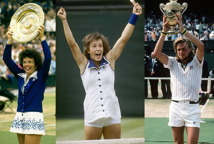 L-R: US player Billie Jean King in 1975, Czech/US player Martina Navratilova in 1978 and Sweden's Bjorn Borg in 1976. 