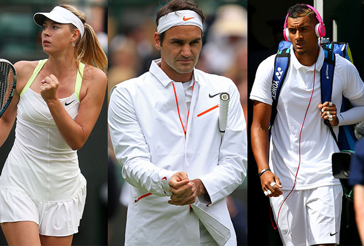 Russian player Maria Sharapova in 2012, Switzerland's Roger Federer in 2013 and Australia's Nick Kyrgios in 2015.
