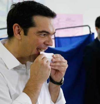 Might want to reuse that envelope, Mr Tsipras. Photo: AAP