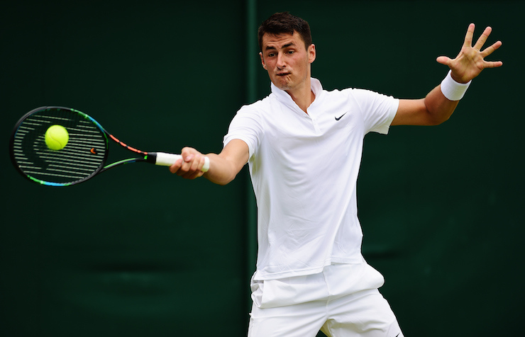 Tomic's dark underwear was visible beneath his shorts.