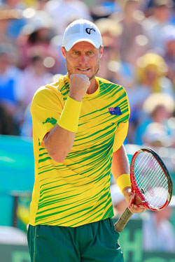 Australia needed veteran Lleyton Hewitt to drag them over the line against Kazakhstan. Photo: Getty