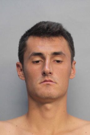 Tomic was arrested after a penthouse hotel party in Miami on Wednesday.