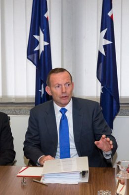 Mr Abbott at the cabinet meeting in Adelaide. Photo: AAP