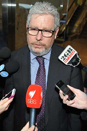 ACTU Secretary Dave Oliver outside the commission. Photo: AAP
