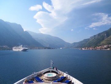 Sailing into Kotor, Montenegro.