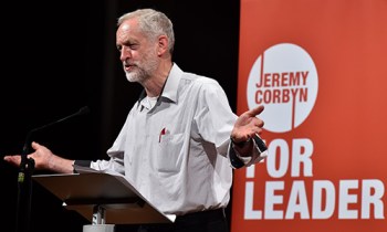 British Labour party leadership contender Jeremy Corbyn addresses a speech in west London, on August 17, 2015. Voting began Friday August 14, 2015, to elect the new leader of Britain's main opposition Labour party, with Jeremy Corbyn, a veteran socialist who would move the party significantly to the left, favourite to win. AFP PHOTO / BEN STANSALL        (Photo credit should read BEN STANSALL/AFP/Getty Images)