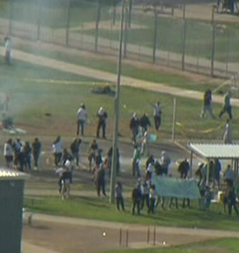 Prisoners riot in defiance of the new laws at Melbourne's Metropolitan Remand Centre.