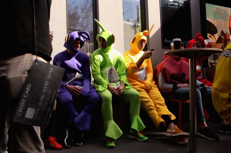 Teletubbies unwind after a long season.