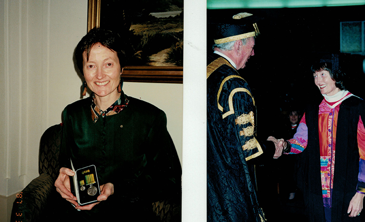 Christine receiving a Public Service Medal in 1994, one year before her diagnosis.