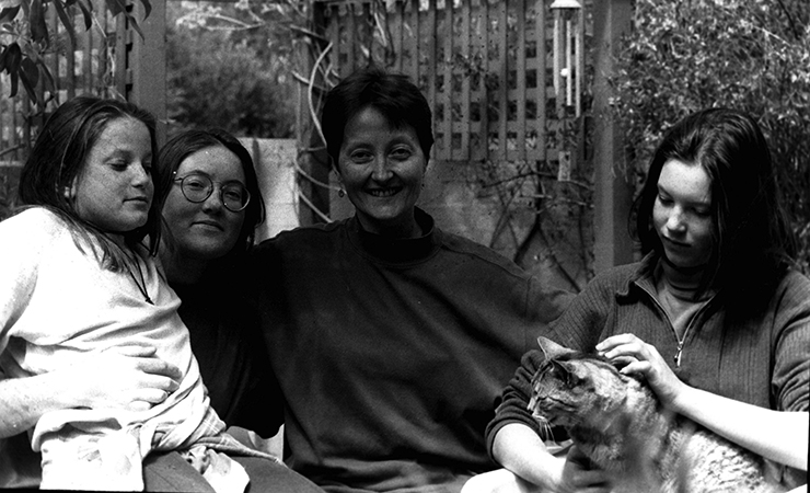 Christine with her daughters during the first Christmas after her diagnosis.