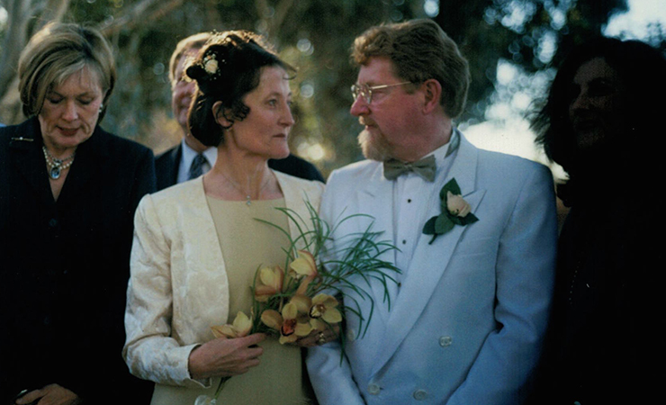 Christine with her husband on their wedding day.