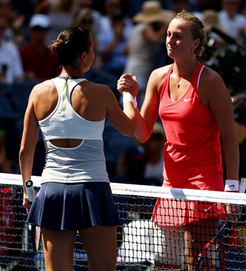 The Czech won the first set, but Pennetta fought back. Photo: Getty