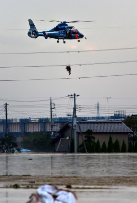 A person is winched to safety