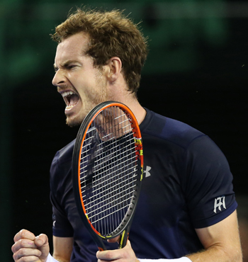 Britain's Andy Murray celebrates his win.