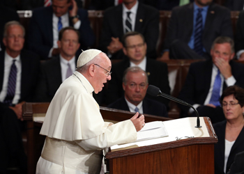 The Pope touched on Immigration, weaponry and climate change, amongst other topics. Photo: Getty