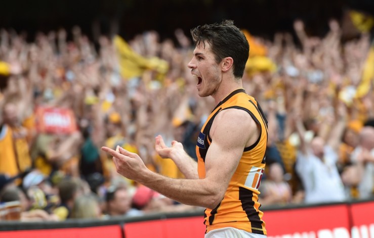 Isaac Smith's goal was so good, even a West Coast fan in the crowd wanted to high-five him. Photo: AAP