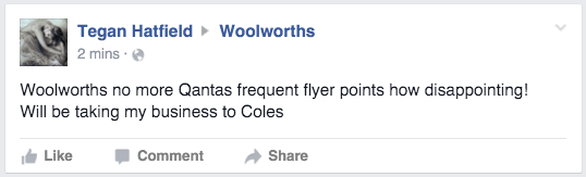 Woolworths Facebook comment