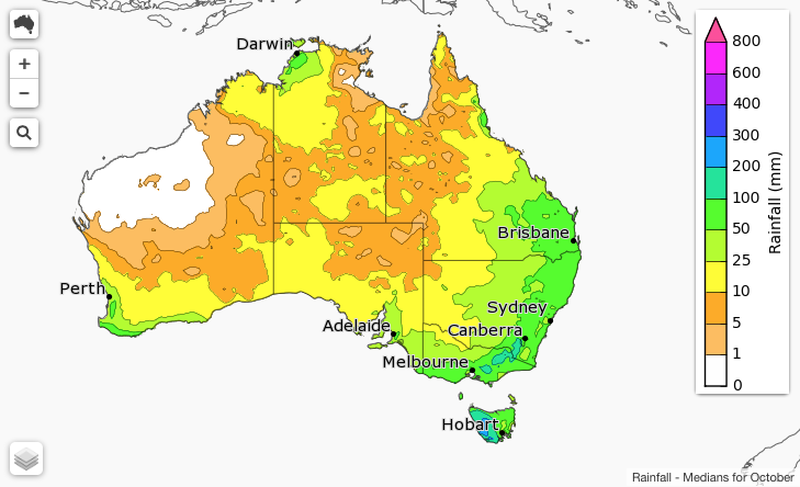 Rainfall medians for October.
