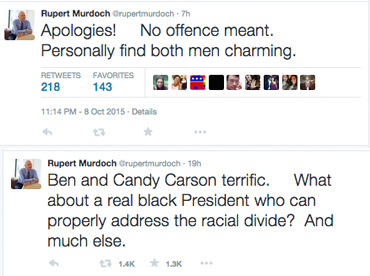 rupert murdoch tweets obama ben carson