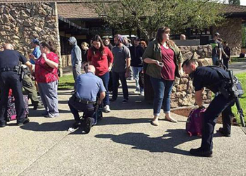 Police quickly attended the scene, locking down the college. Photo: Twitter
