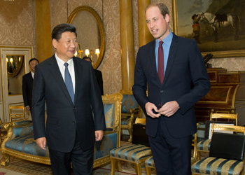 Protestors and princes greeted China's leader. Photo: Getty
