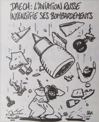 A page from the magazine mocks the plane crash. Photo: Twitter