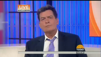 Sheen preparing for his live television interview.