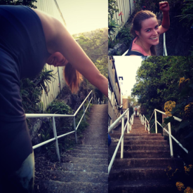 Robyn during an intense workout session with her trainer.