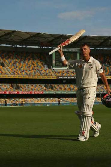 And his century at the Gabba was also met by a largely empty stadium. Photo: Getty