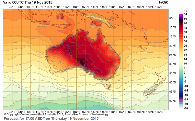 australia heatwave map