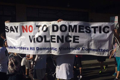A banner is displayed on the walk. Photo: ABC
