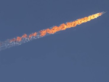 russia warplane on fire