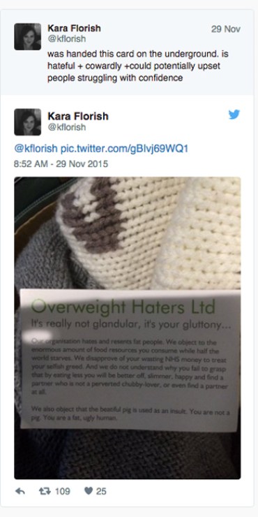 kara tweet fat shaming