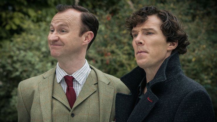 Mark Gatiss as Mycroft Holmes (left) and Benedict Cumberbatch as Sherlock Holmes. Photo: BBC