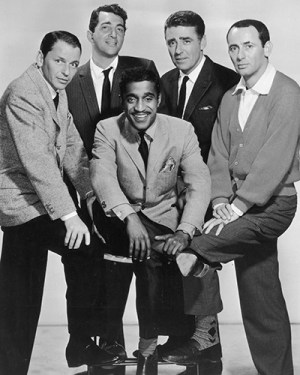 circa 1960: The members of the Rat Pack posing in a full-length studio portrait. L-R: Frank Sinatra (1915 - 1998), Dean Martin (1917 - 1995), Sammy Davis, Jr (1925 - 1990, centre), Peter Lawford (1923 - 1984), and Joey Bishop. (Photo by CBS Photo Archive/Getty Images)
