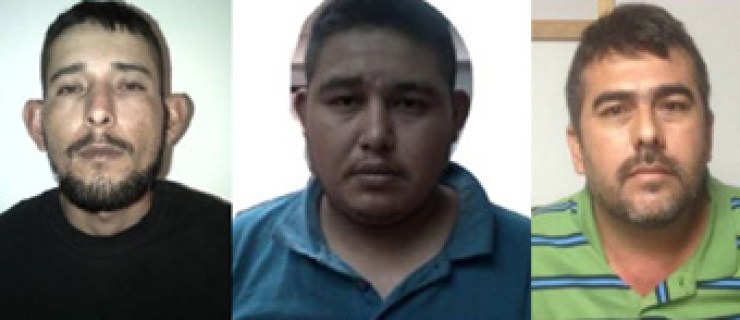 Martin Rogelio Muniz Ponce, Julio Cesar Gonzalez Muniz and Sergio Simon Benitez Gonzalez (L to R), who have been accused of killing Australians Adam Coleman and Dean Lucas. Photo: Supplied