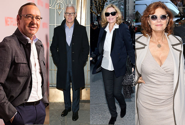 L-R: Kevin Spacey, John Slattery, Kim Cattrall and Susan Sarandon. Photo: Getty