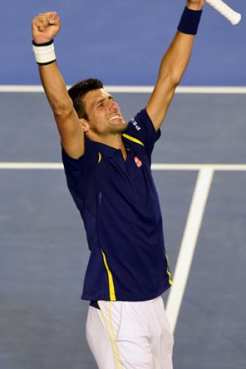 Djokovic soaks up that winning feeling. Photo: Getty
