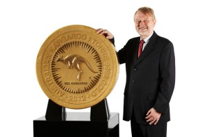 Designed by goldsmith Stuart Devlin, the 1 tonne coin measures nearly 80cms wide.