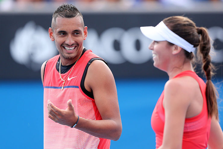 Kyrgios and Tomljanovic play together as mixed doubles partners. Photo: Getty