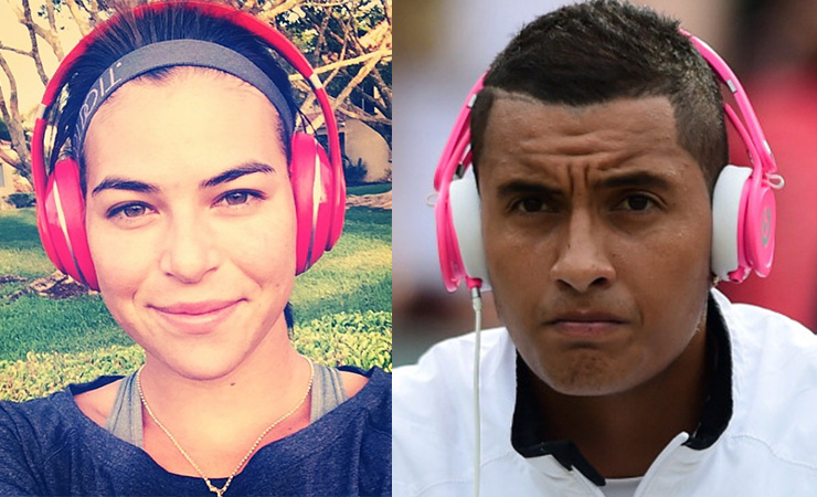 Tomljanovic and Kyrgios have the same taste in headphones. Photo: Instagram/Getty