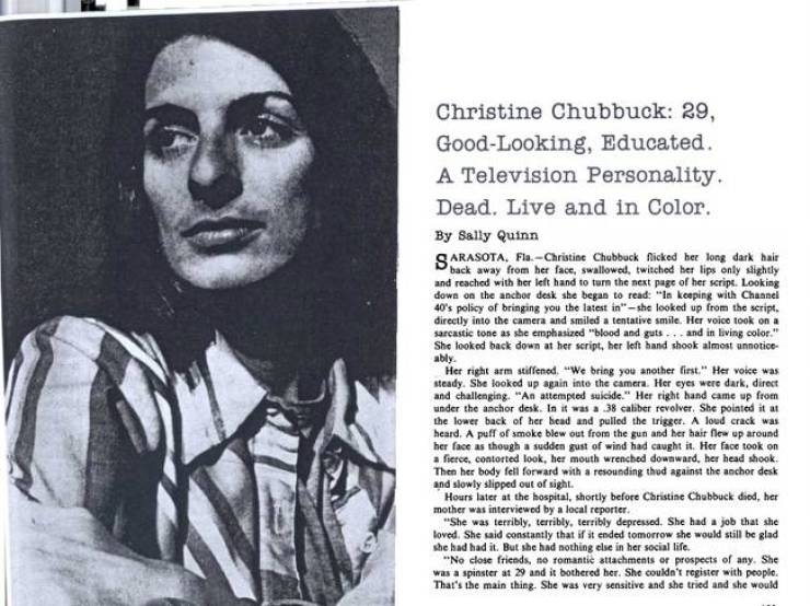 The 1974 Washington Post article detailed Chubbuck's life in detail.