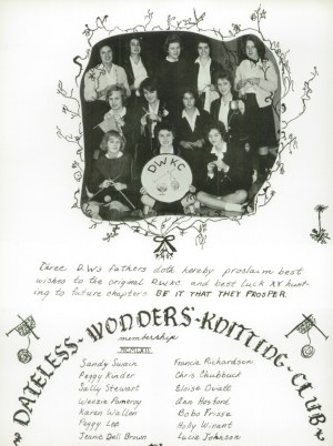 A yearbook photo from the Dateless Wonders Knitting Club.