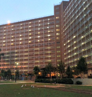 Flats in Drummond Street, Carlton, where arrests were made over drug offences.