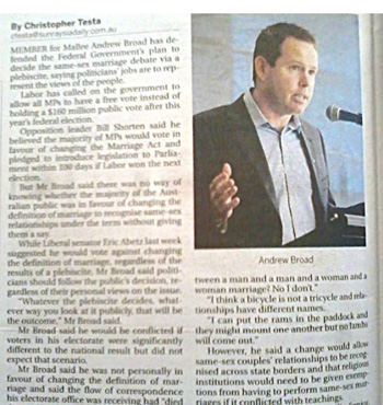 Andrew Broad's comments were published in this Sunraysia Daily article on February 6