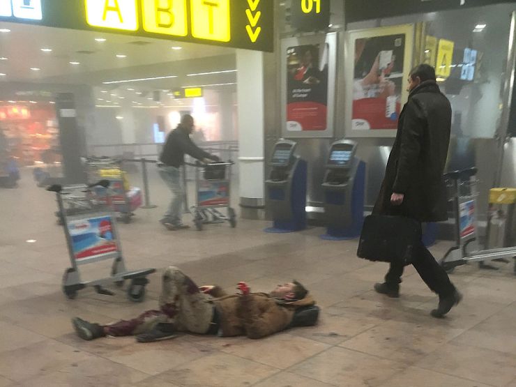 The aftermath of the bombing at Zaventem airport. Photo: Getty